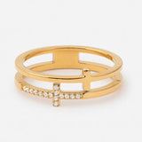 Stacked Crossed Gem Ring