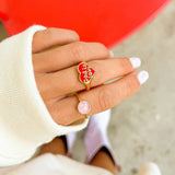 Enamel God is Love Ring