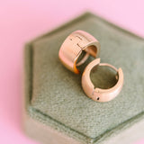 Chunky Brushed Gold Huggies - Earrings