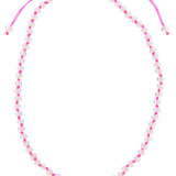 Kids Hot Pink Knotted Thread and Opalite Beaded Necklace