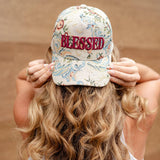 Hat: Blessed, Floral, Embroidered, Cotton, Snapback