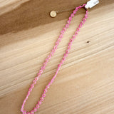 Kids Hot Pink flower Knotted Thread and Beaded Necklace