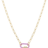Lavender Dipped Carabiner with Crystal Latch Necklace