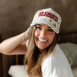 Hat: Blessed, Floral, Embroidered, Cotton, Snapback