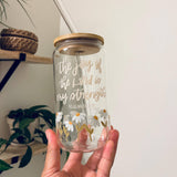 The Lord is my Strength Christian Glass Cup with Lid & Straw