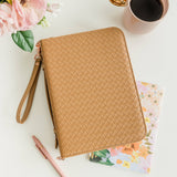 Bible Cover, Weave Bible Case, Crossbody CARAMEL