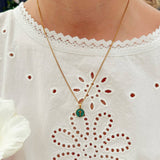 Emerald Agape Cross Pendant Necklace