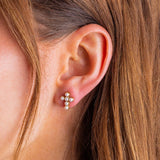 Pearl Cross Stud Earrings