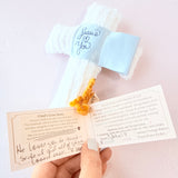 Child Cross - Comfort Cross (White Satin Tag/Blue Wording)