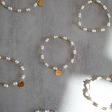 Pearl & 2mm Gold Bead Stacking Bracelet