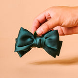 Mini Satin Bow Claw Clip-Green