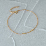 Tiny Cross Gemstone Bracelet - 14K Gold Plated