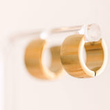 Chunky Brushed Gold Huggies - Earrings