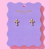 Pearl Cross Stud Earrings