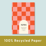 Peach & Cherry Check - Lined Notebook