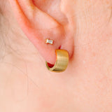 Chunky Brushed Gold Huggies - Earrings