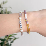 Pray Pearl Letter Bracelet