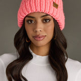 Bright Coral Chunky Knit Beanie