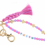 Kids Circle Key Ring, Pink, "Faith" Keychain
