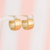 Chunky Brushed Gold Huggies - Earrings