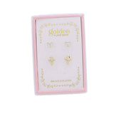 Kids 18K Gold Plated Set of 2 Crystal Heart & Gold Cross