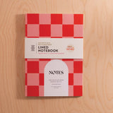 Peach & Cherry Check - Lined Notebook