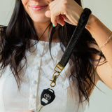 Black Faux Leather Keychain