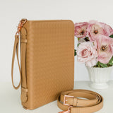 Bible Cover, Weave Bible Case, Crossbody CARAMEL