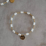 Pearl & 2mm Gold Bead Stacking Bracelet