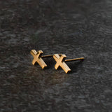 Gold Cross Stud Earrings