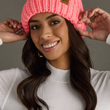 Bright Coral Chunky Knit Beanie