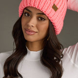 Bright Coral Chunky Knit Beanie