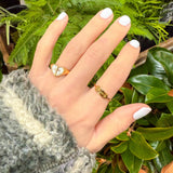Enamel Heart Cross Ring