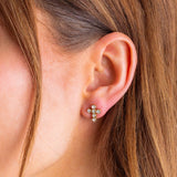 Crystal Gem Cross Stud Earrings