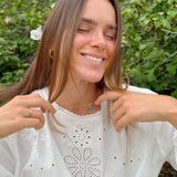 Emerald Agape Cross Pendant Necklace