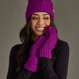 Purple Cable Knit Pom Hat