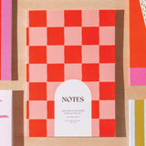 Peach & Cherry Check - Lined Notebook