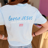 Loves Jesus & America Too CROPPED Tee - Run to Revival Limited Edition