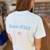 Loves Jesus & America Too CROPPED Tee - Run to Revival Limited Edition