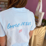 Loves Jesus & America Too CROPPED Tee - Run to Revival Limited Edition