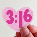 3:16 Pink Heart Vinyl Sticker