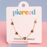 Black & White Checkered Heart Bracelet