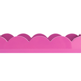 Lacquered Scalloped Tray w/ Handles, Fuchsia Color