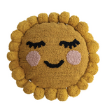 12" Round Cotton Tufted Sun Shaped Pillow