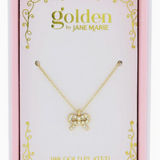 Kids 14" 18K Gold Plated Pave Mini Crystal Bow Necklace