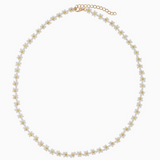 15" White Flower Beaded Necklace