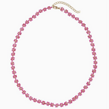 15" Hot Pink Flower Beaded Necklace
