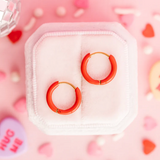 Red Huggie Earrings