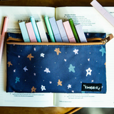 Navy Stars Pencil + Pen + Highlighter Pouch