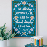 Live Slowly: Embroidered Banner